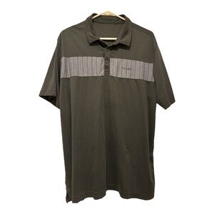 Travis Mathew Black Polo Shirt with Gray Chest Panel